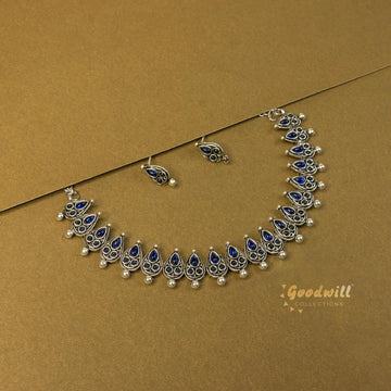 SILVER BLACK GOPI NECKLCAE SET