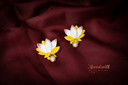 ENAMEL LOTUS DROP EARRINGS
