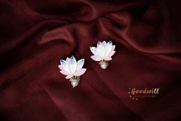 ENAMEL LOTUS DROP EARRINGS