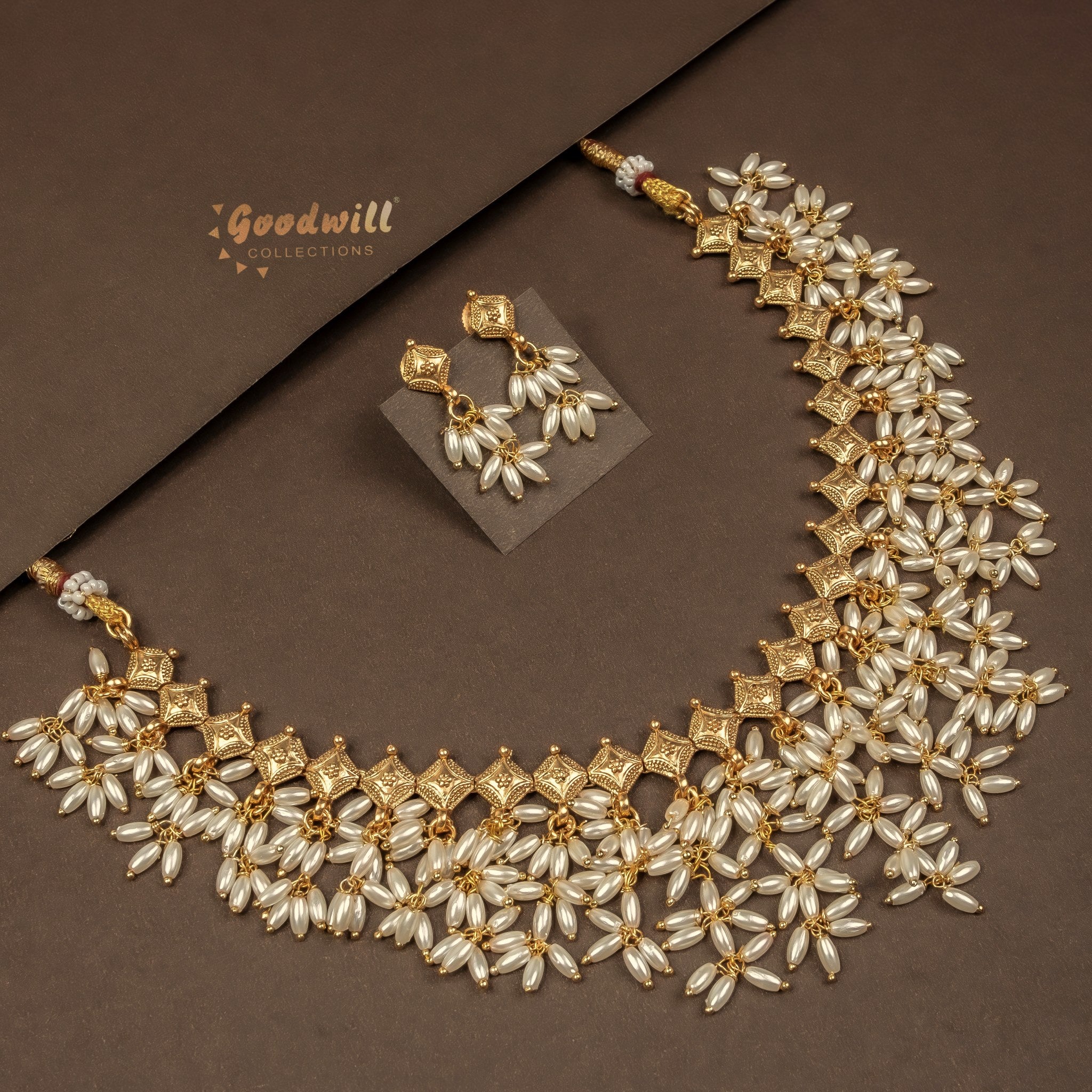 RICE PEARL FRINGE NECKLACE SET