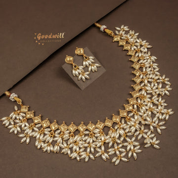 RICE PEARL FRINGE NECKLACE SET