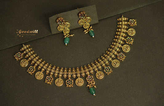 TRADITIONAL KASU MALA WITH LAKSHMI DESIGN