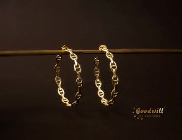 STATEMENT LOCK STYLE RING EARRINGS {L}